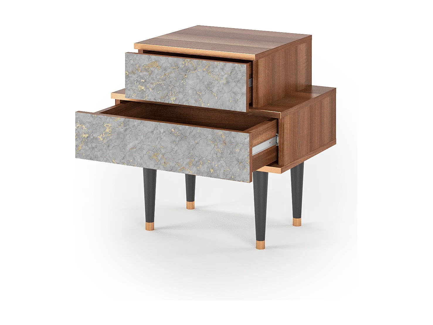 Stolik nocny - 58х58х41 cm - NS1 - Mariana Trench, Orzech