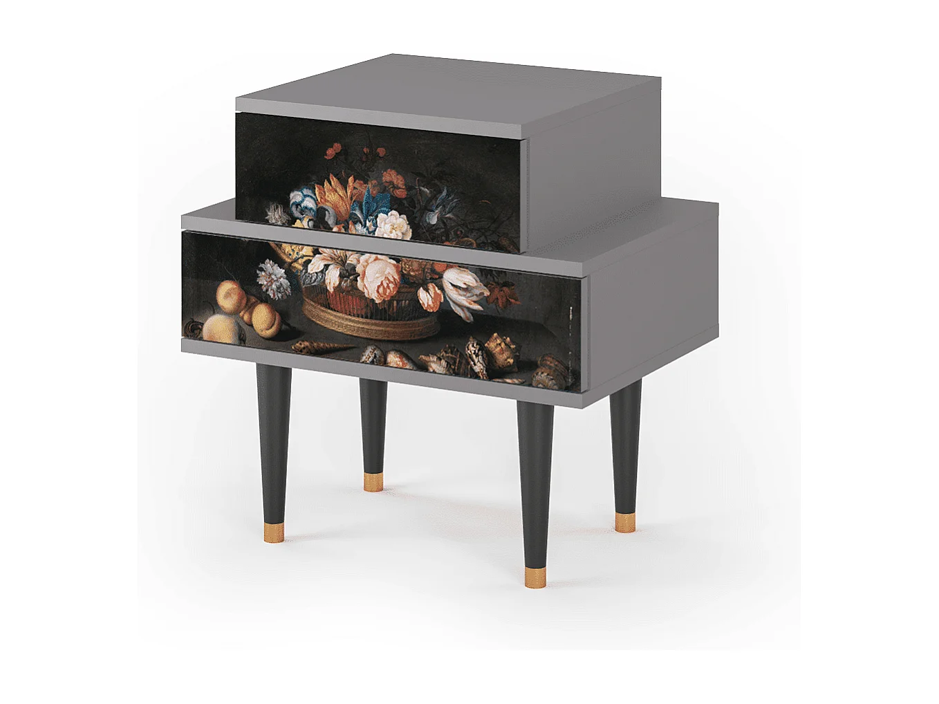 Table de nuit - 58х58х41 cm - NS1 - Still Life with Flowers, Gris