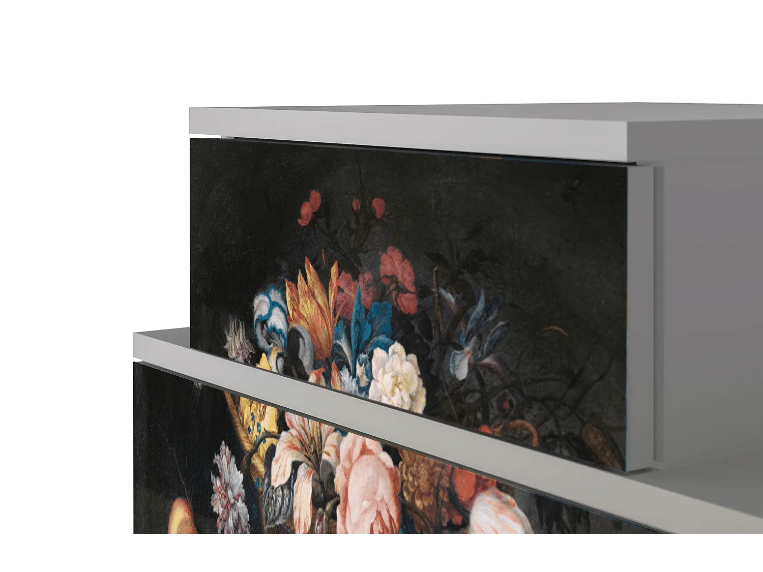 Table de nuit - 58х58х41 cm - NS1 - Still Life with Flowers, Gris