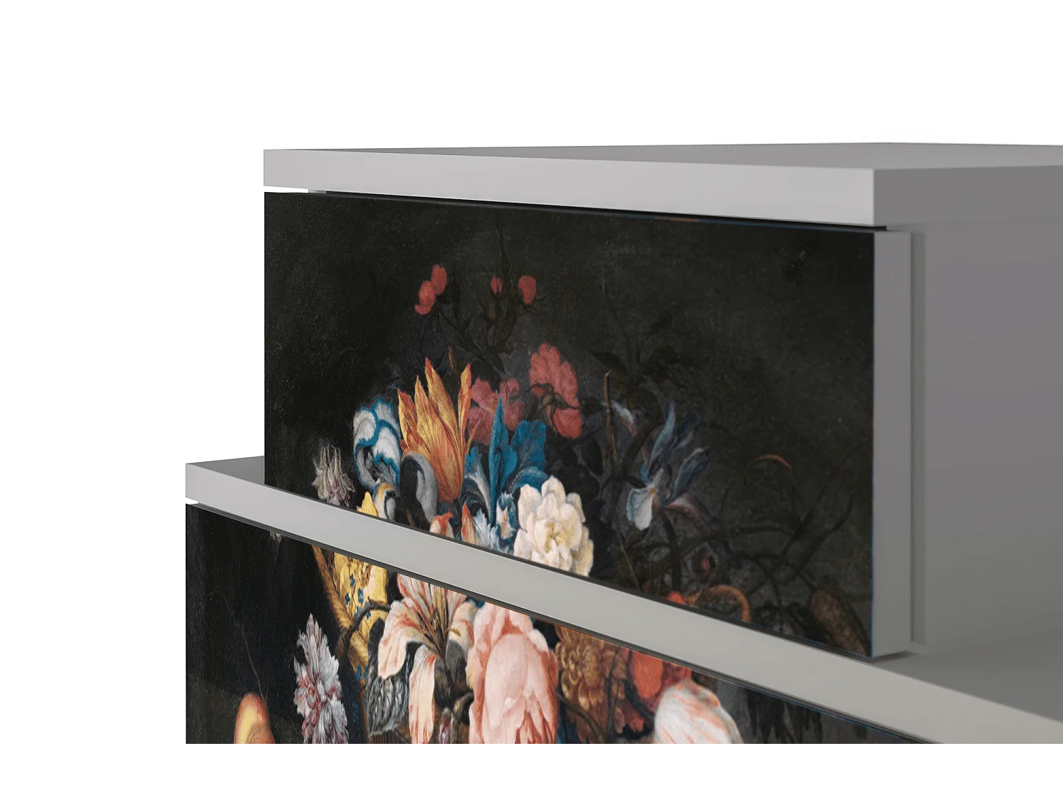 Stolik nocny - 58х58х41 cm - NS1 - Still Life with Flowers, Szary