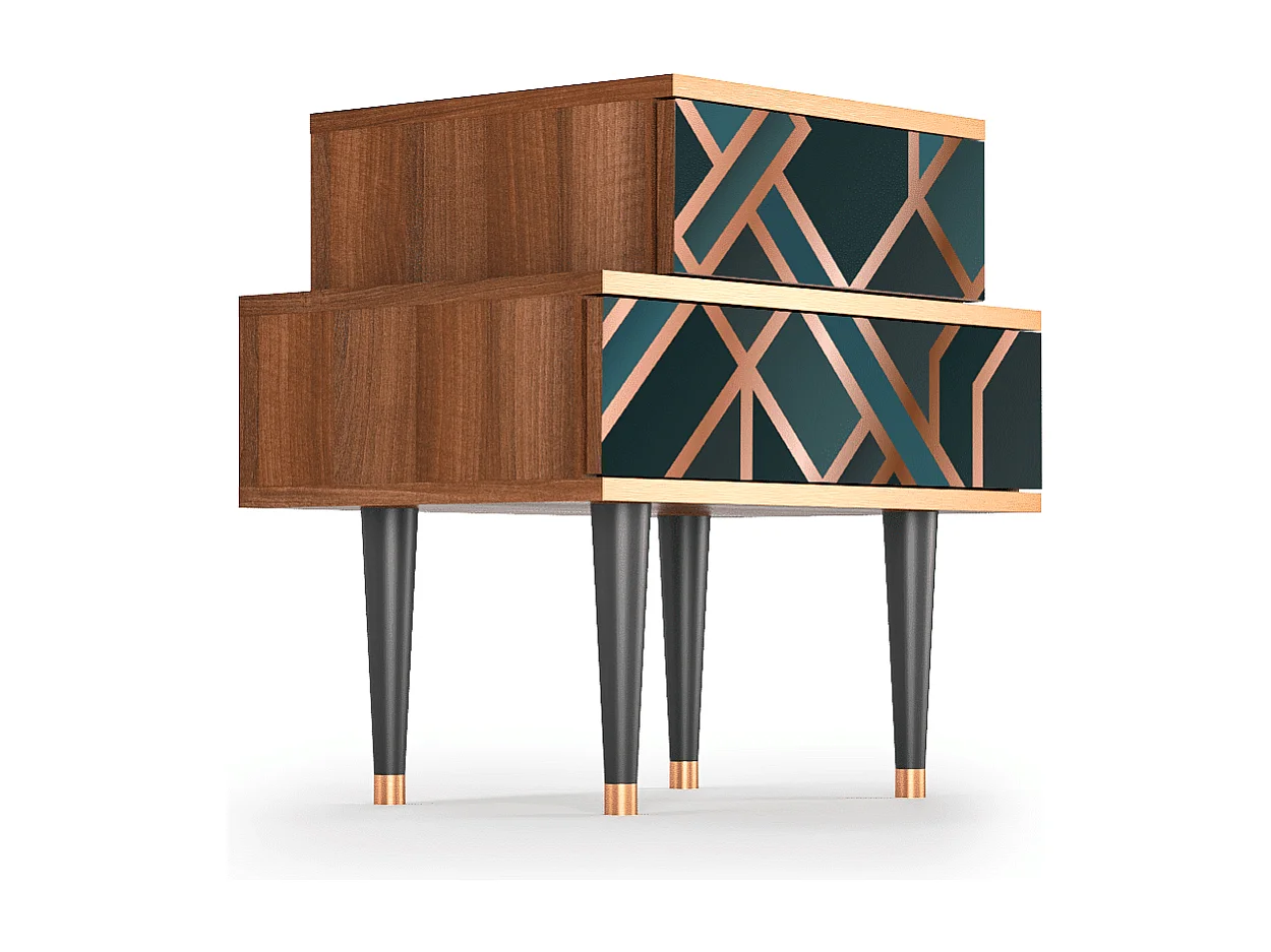 Stolik nocny - 58х58х41 cm - NS1 - Bronze Crossroad, Orzech