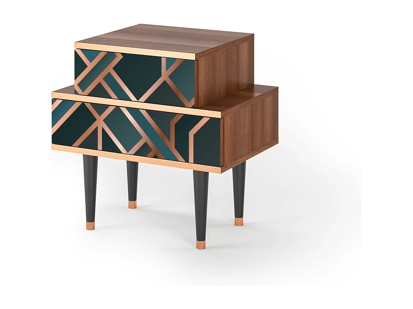 Stolik nocny - 58х58х41 cm - NS1 - Bronze Crossroad, Orzech