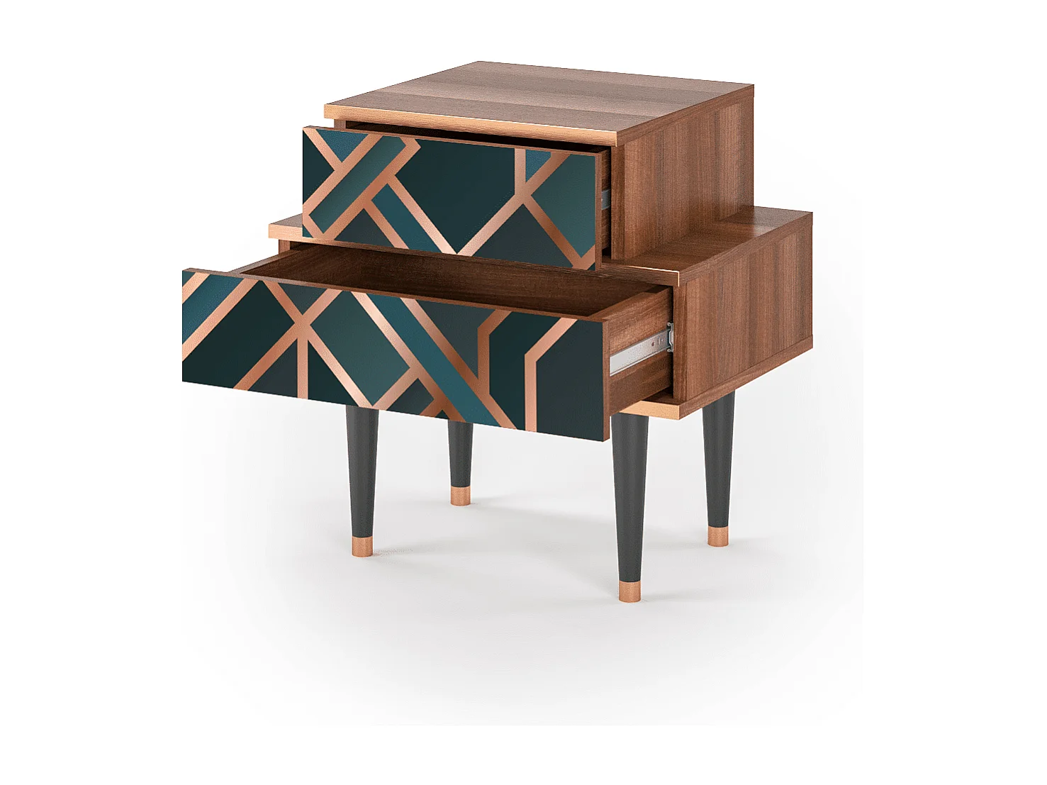 Stolik nocny - 58х58х41 cm - NS1 - Bronze Crossroad, Orzech