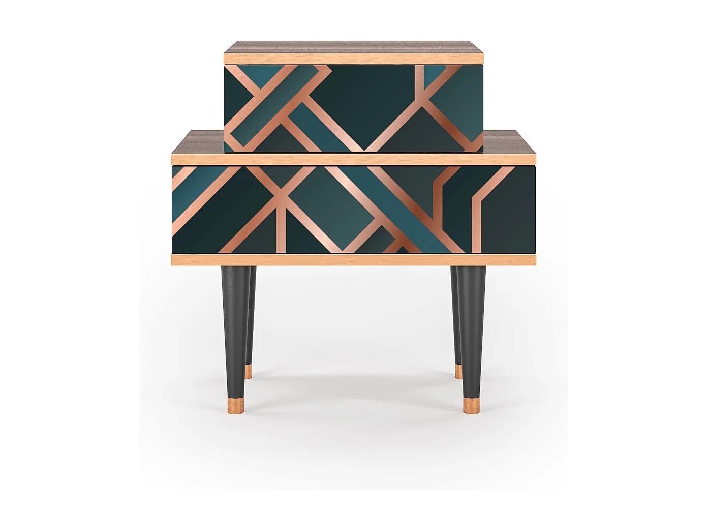 Stolik nocny - 58х58х41 cm - NS1 - Bronze Crossroad, Orzech