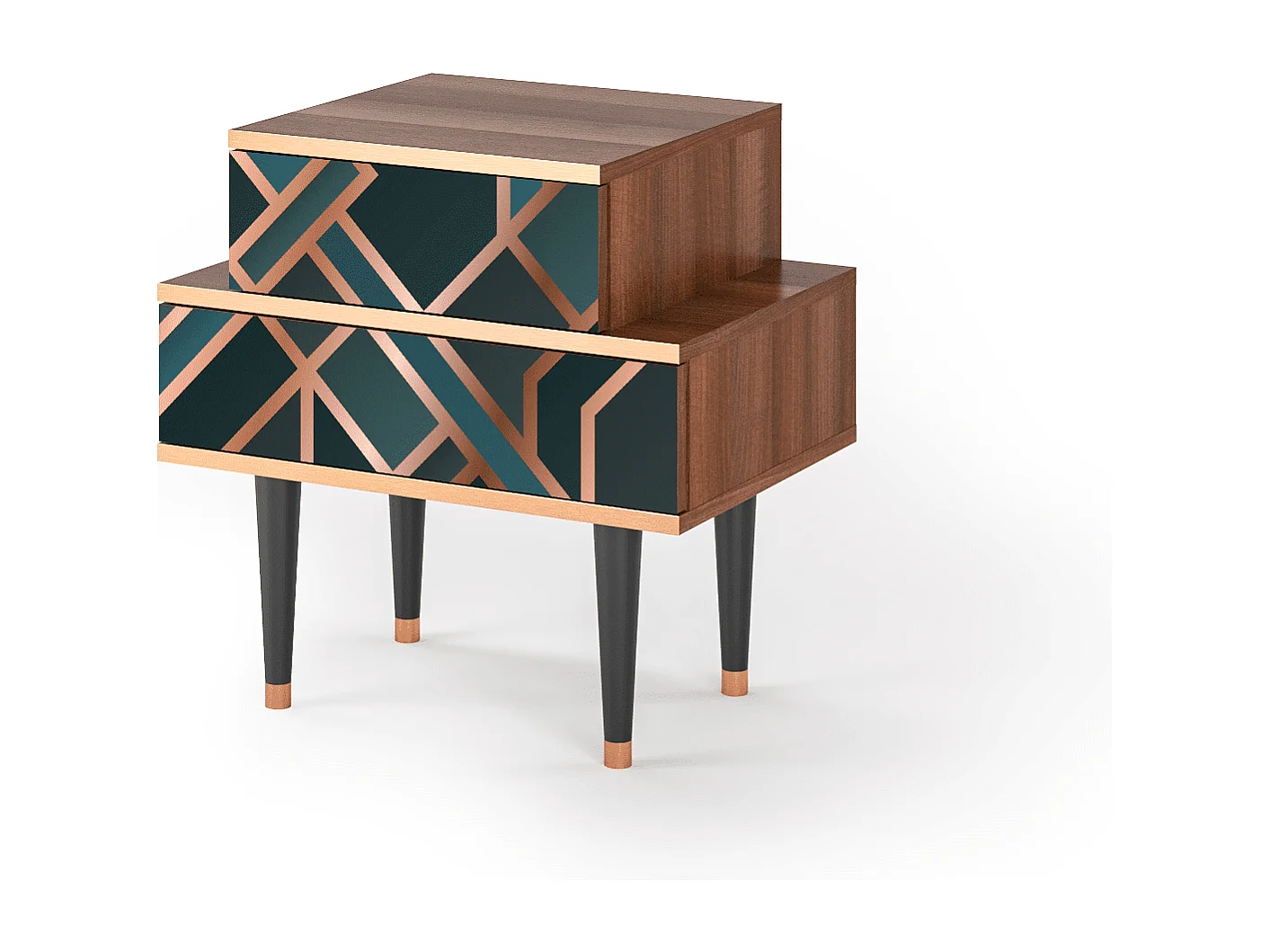 Stolik nocny - 58х58х41 cm - NS1 - Bronze Crossroad, Orzech