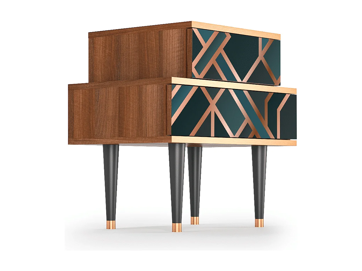 Stolik nocny - 58х58х41 cm - NS1 - Bronze Crossroad, Orzech