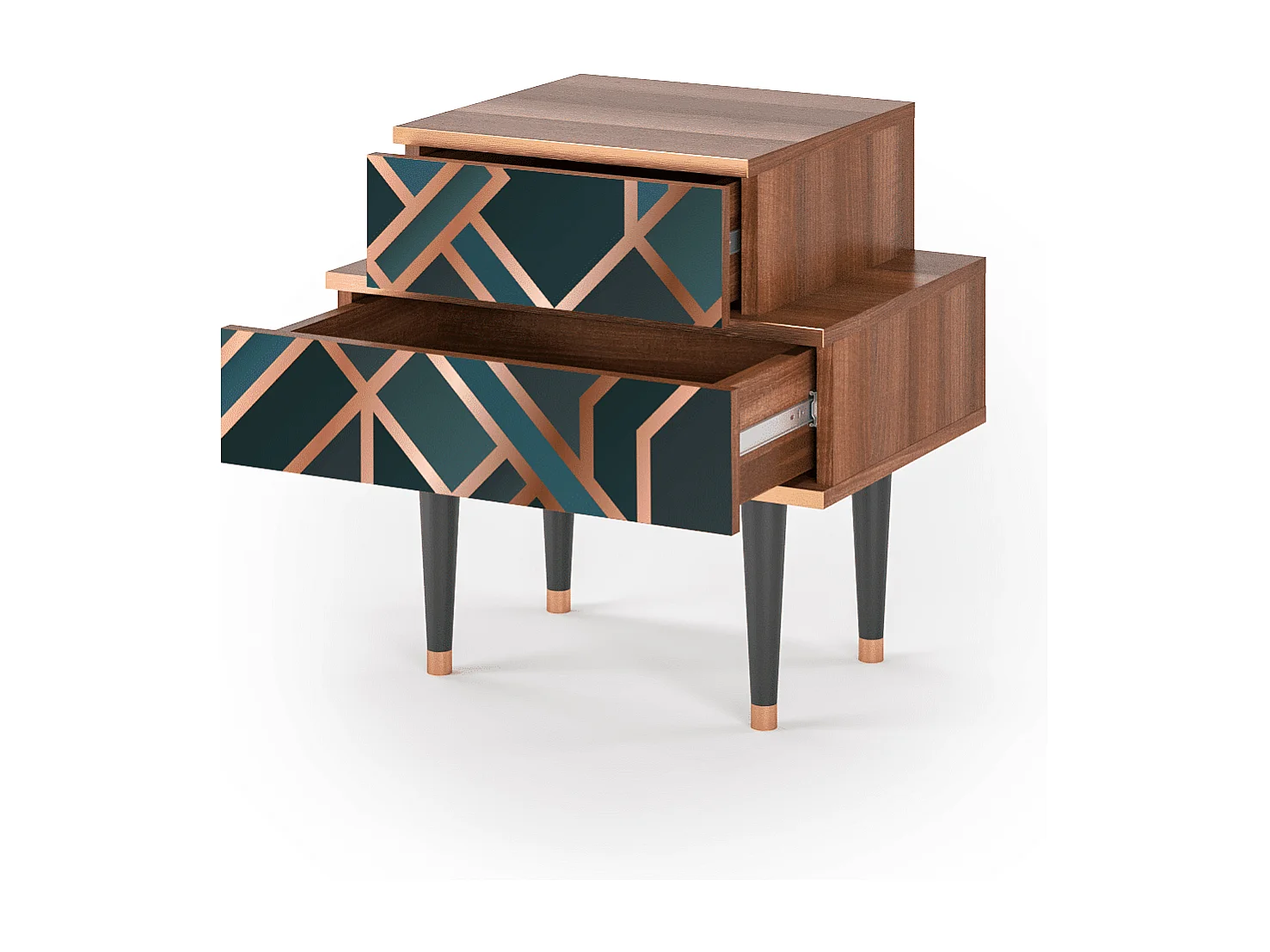 Stolik nocny - 58х58х41 cm - NS1 - Bronze Crossroad, Orzech