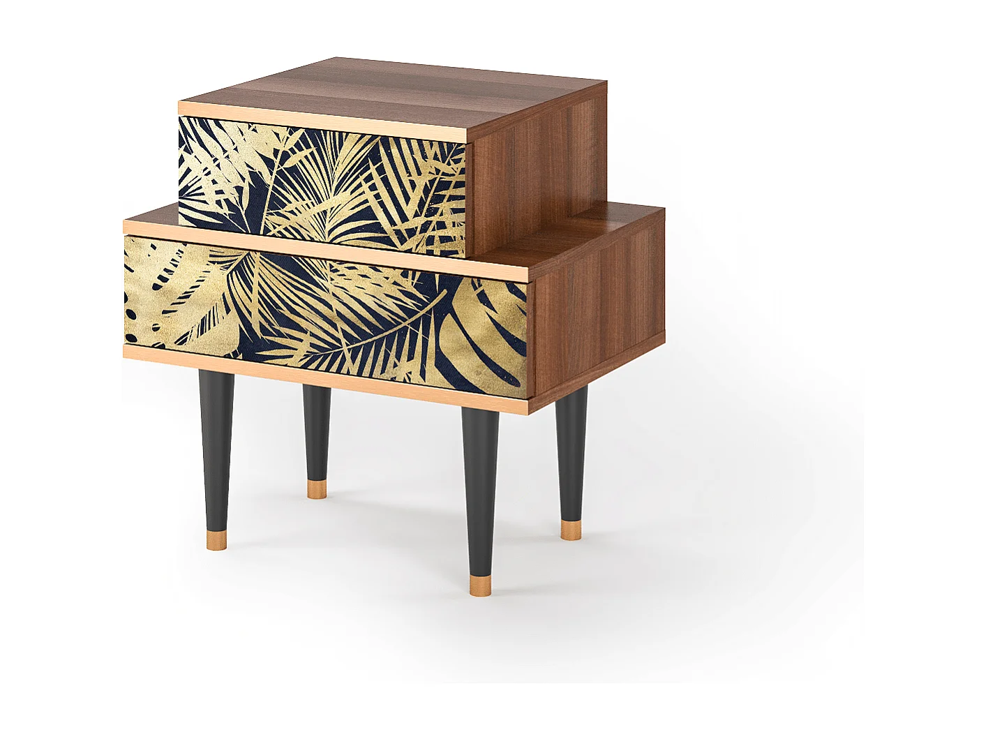 Stolik nocny - 58х58х41 cm - NS1 - Jungle Vibes, Orzech