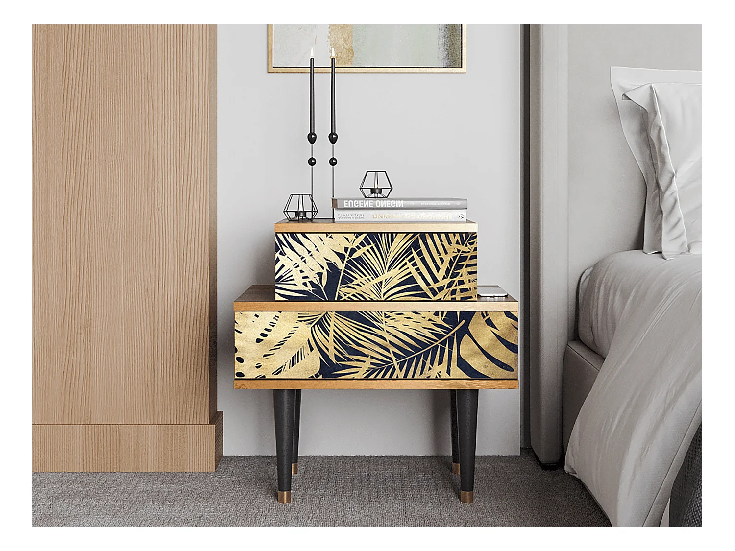 Table de nuit - 58х58х41 cm - NS1 - Jungle Vibes, Noyer