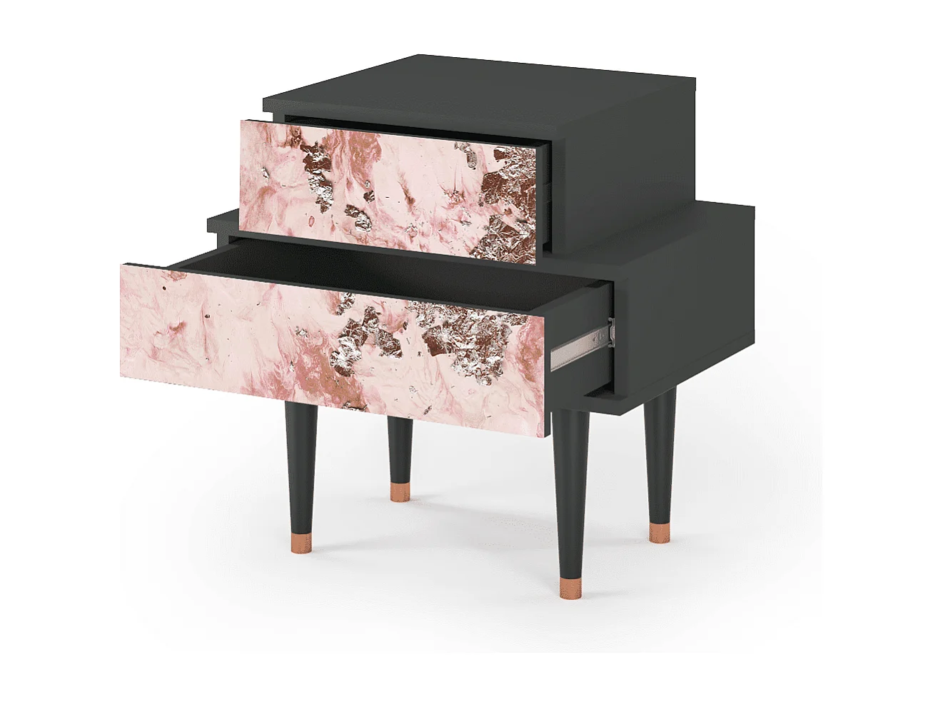 Stolik nocny - 58х58х41 cm - NS1 - Cotton Candy, Antracyt