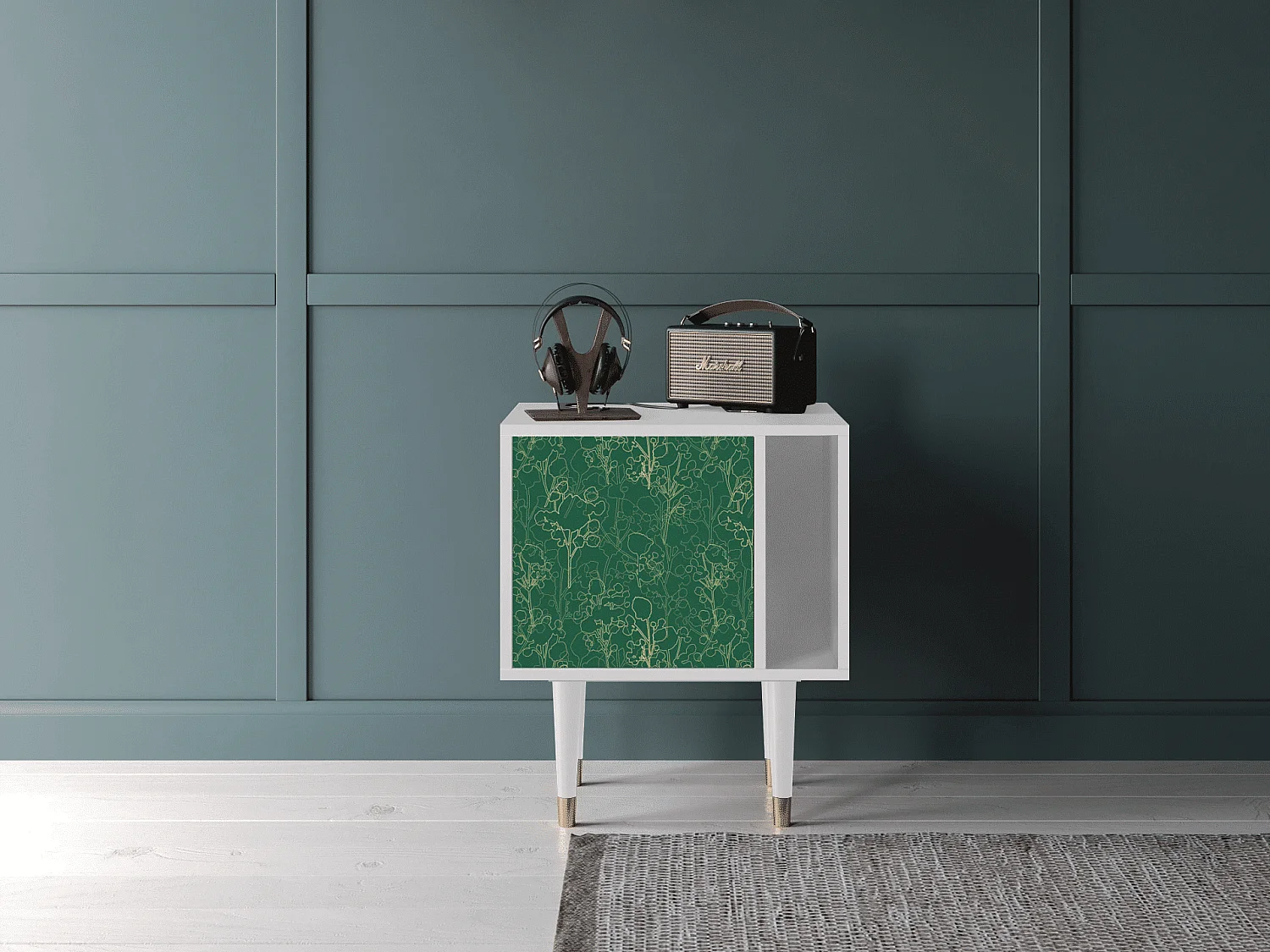 Table de nuit - 57х69х48 cm - S2 - Emerald Forest, Blanc