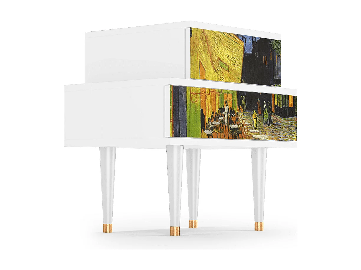 Nachtkastje - 58х58х41 cm - NS1 - Beige Laure, Wit