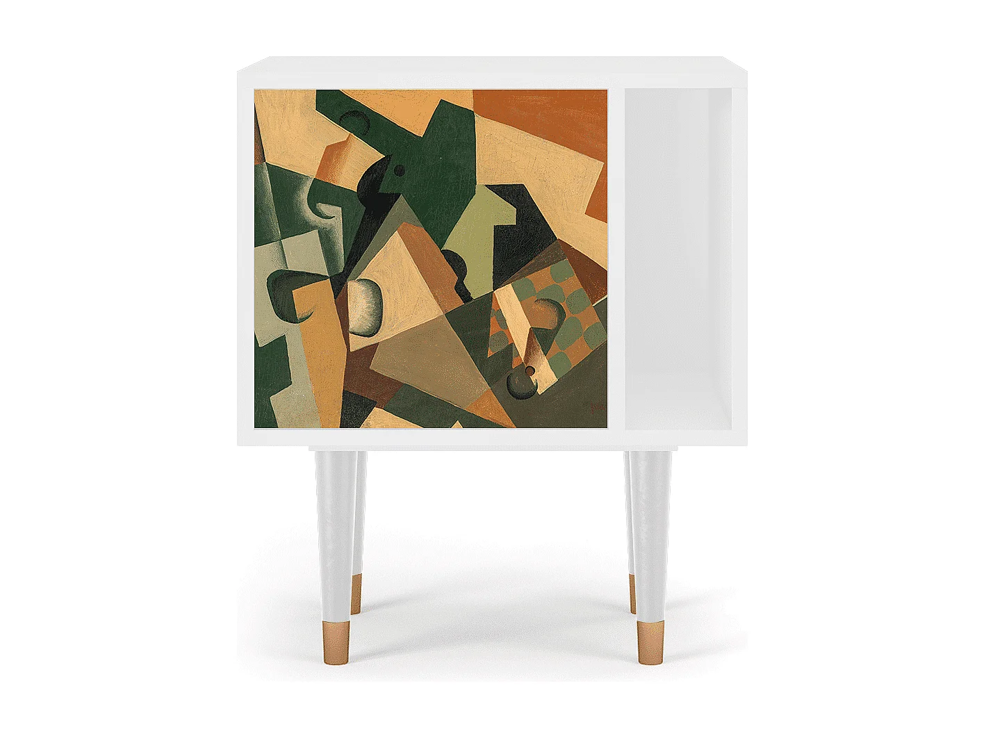 Table de nuit - 57х69х48 cm - S2 - Glass and Checkerboard, Blanc