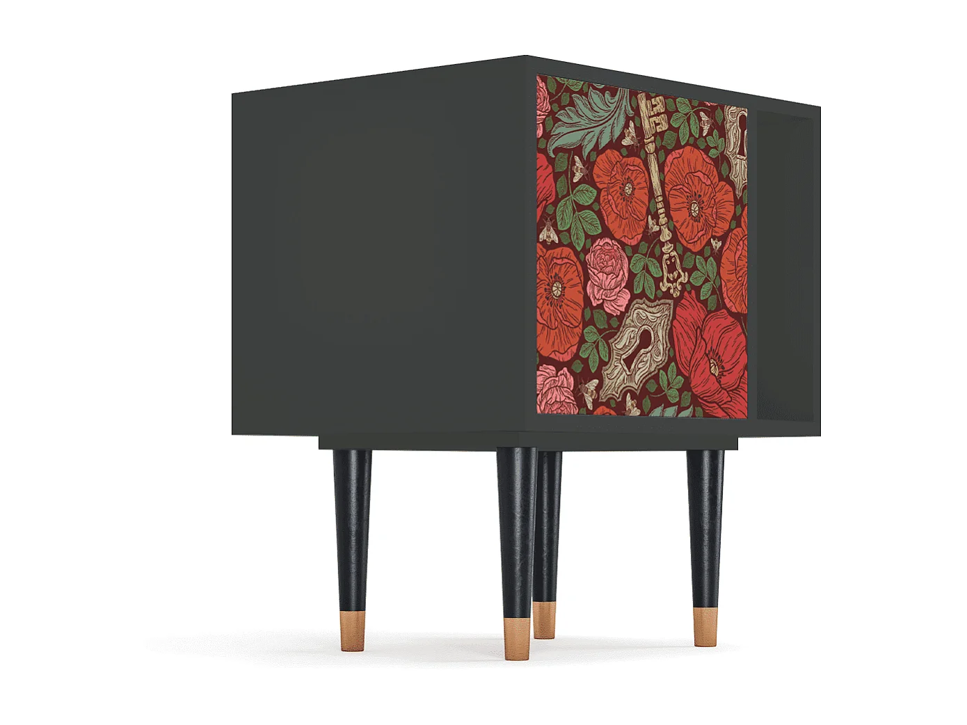 Nachtkastje - 57х69х48 cm - S2 - Poppy Garden, Antraciet