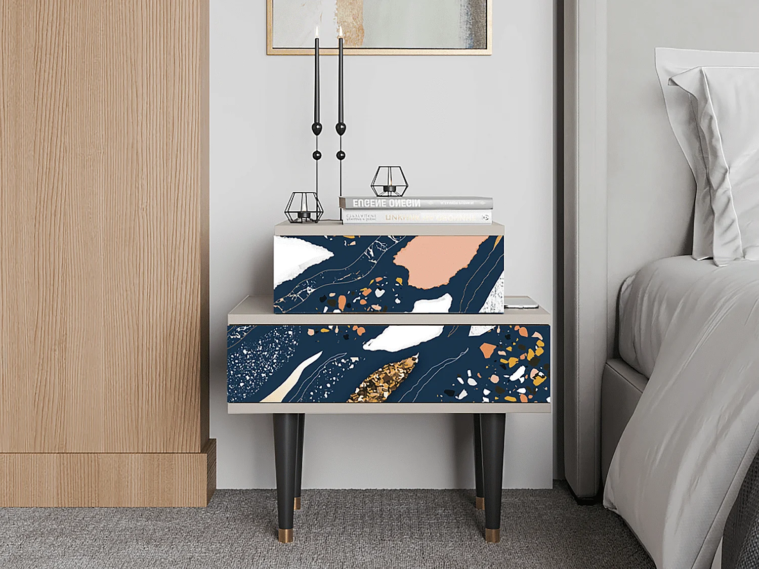 Table de nuit - 58х58х41 cm - NS1 - Nude Iceberg, Sable