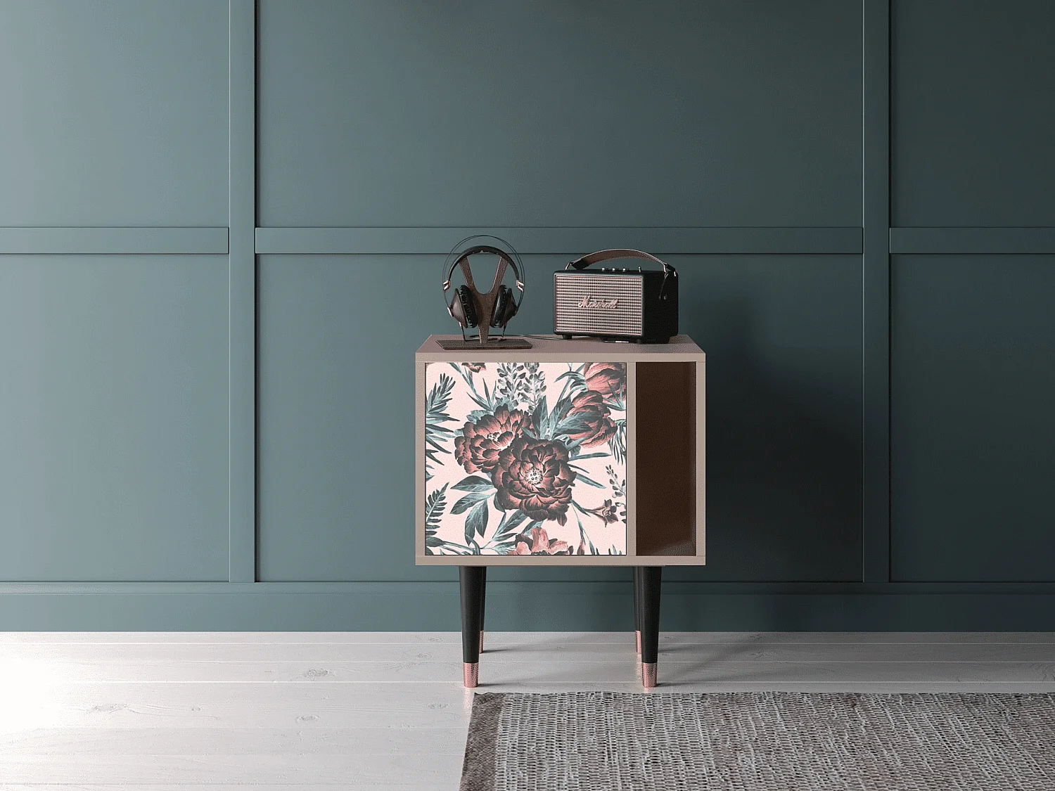 Table de nuit - 57х69х48 cm - S2 - Peach Peonies, Latte