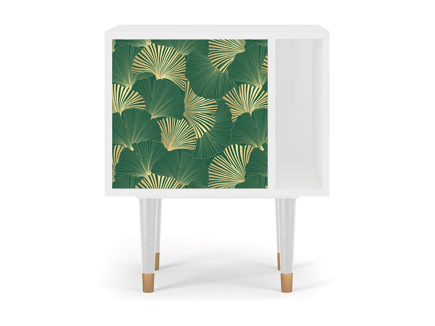 Mesita de noche - 57х69х48 cm - S2 - Gold Ginkgo, Blanco