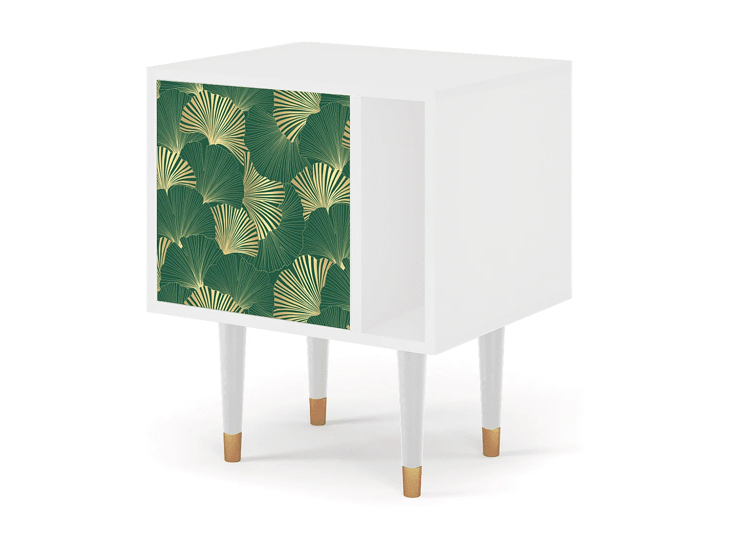 Mesita de noche - 57х69х48 cm - S2 - Gold Ginkgo, Blanco