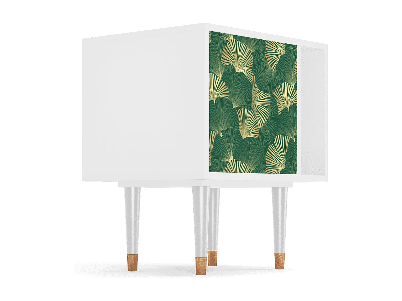 Mesita de noche - 57х69х48 cm - S2 - Gold Ginkgo, Blanco