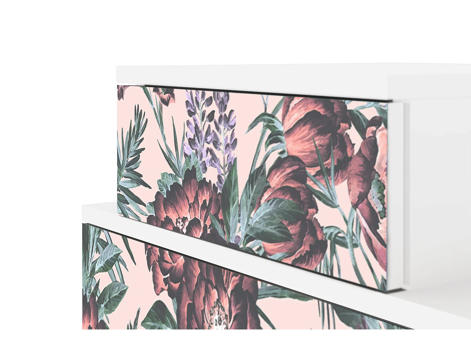 Nachtkastje - 58х58х41 cm - NS1 - Peach Peonies, Wit