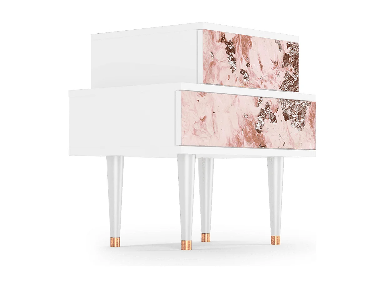 Table de nuit - 58х58х41 cm - NS1 - Peach Peonies, Blanc