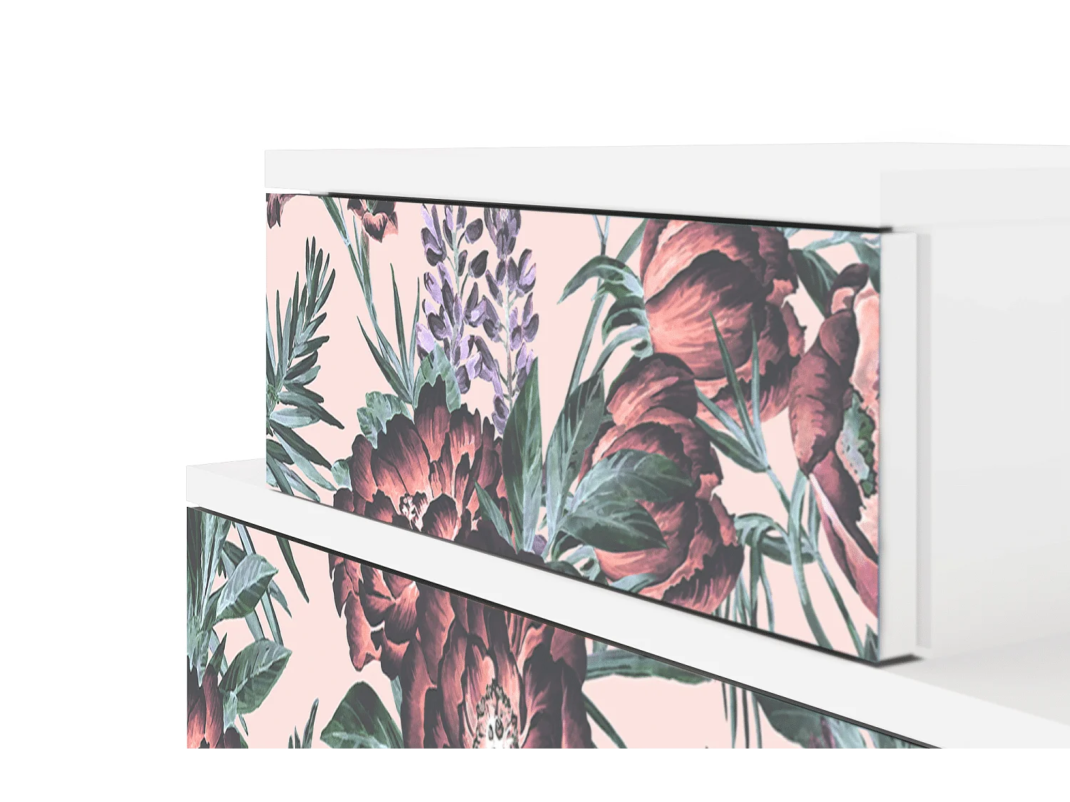 Table de nuit - 58х58х41 cm - NS1 - Peach Peonies, Blanc