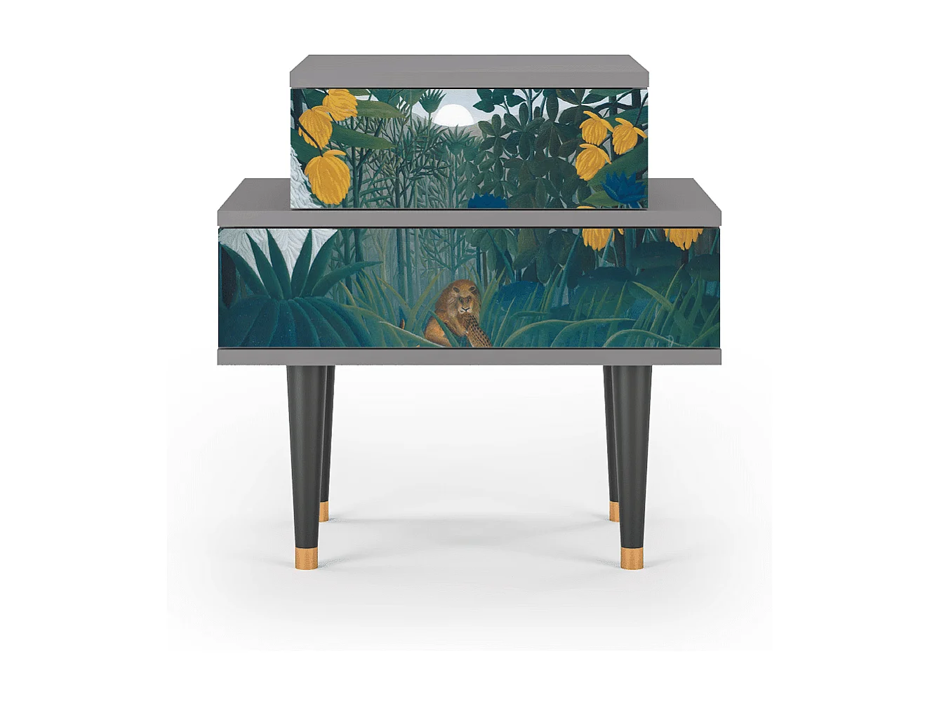 Stolik nocny - 58х58х41 cm - NS1 - The Repast of the Lion, Szary