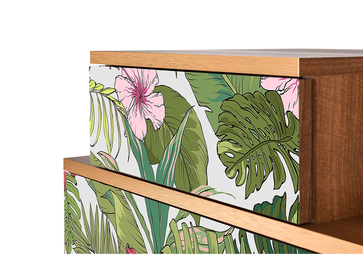 Stolik nocny - 58х58х41 cm - NS1 - Verdant Tropics, Orzech