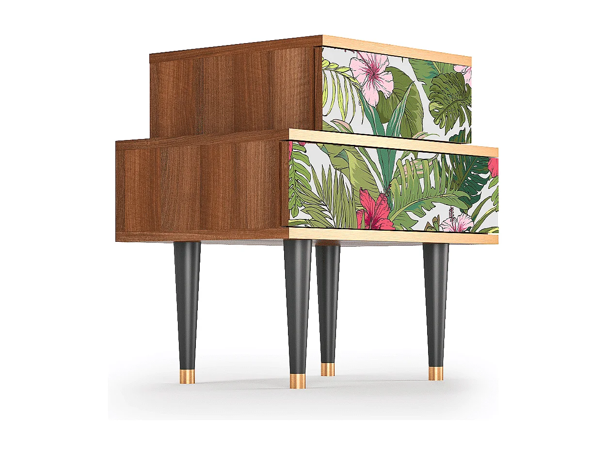 Nachtkastje - 58х58х41 cm - NS1 - Verdant Tropics, Walnoot