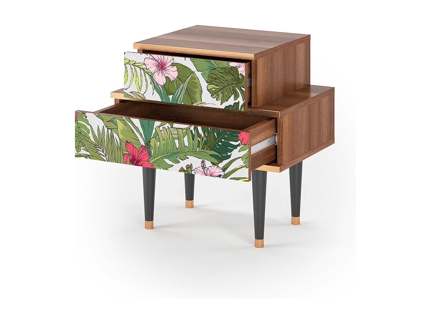 Nachtkastje - 58х58х41 cm - NS1 - Verdant Tropics, Walnoot