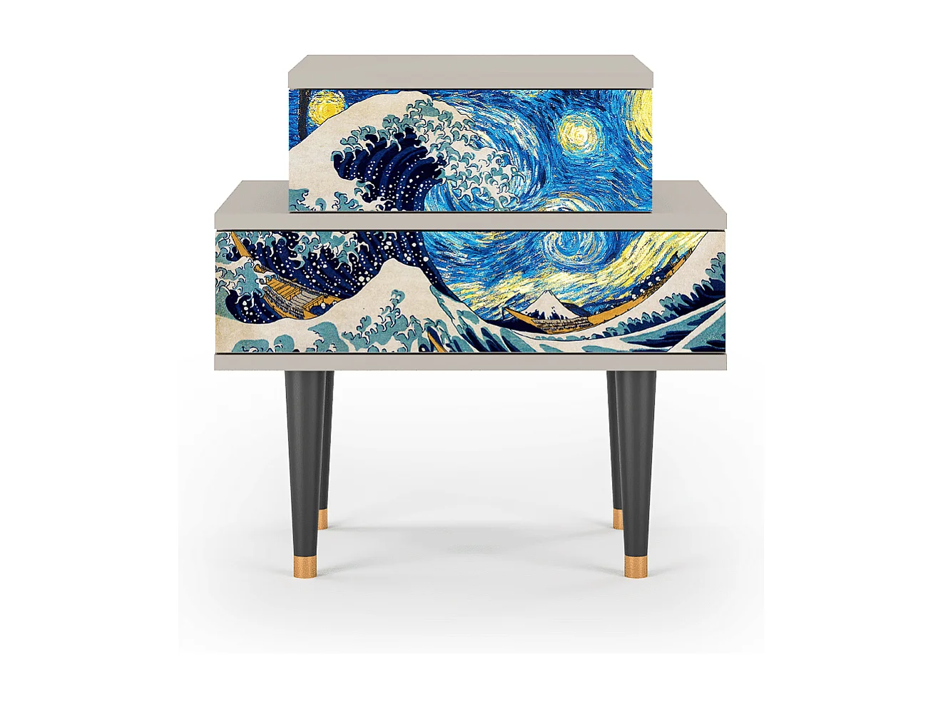 Stolik nocny - 58х58х41 cm - NS1 - Great Wave, Piaskowy