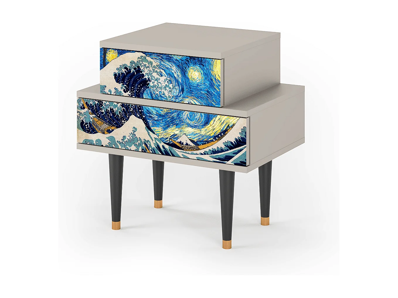 Stolik nocny - 58х58х41 cm - NS1 - Great Wave, Piaskowy