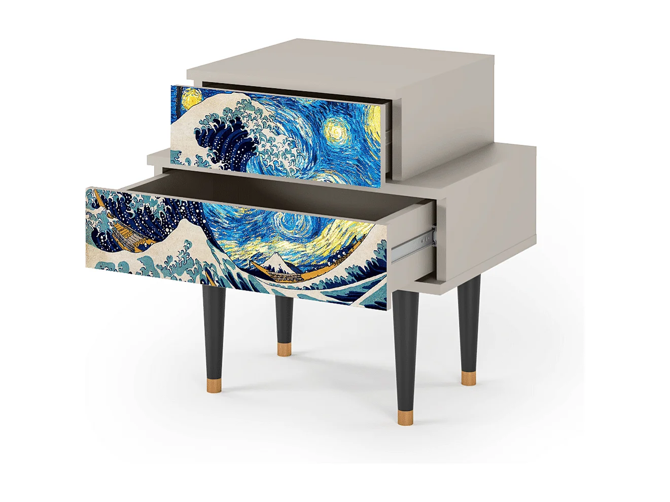 Stolik nocny - 58х58х41 cm - NS1 - Great Wave, Piaskowy