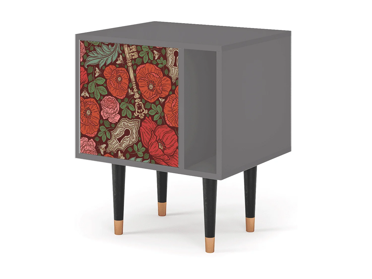 Nachtkastje - 57х69х48 cm - S2 - Poppy Garden, Grijs