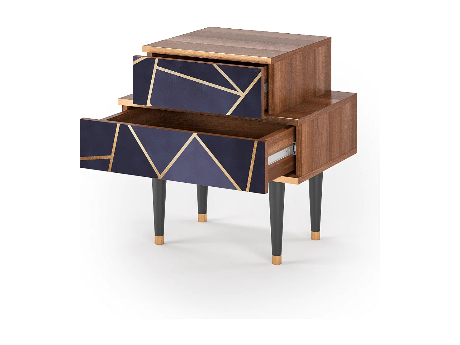 Stolik nocny - 58х58х41 cm - NS1 - The Amethyst, Orzech