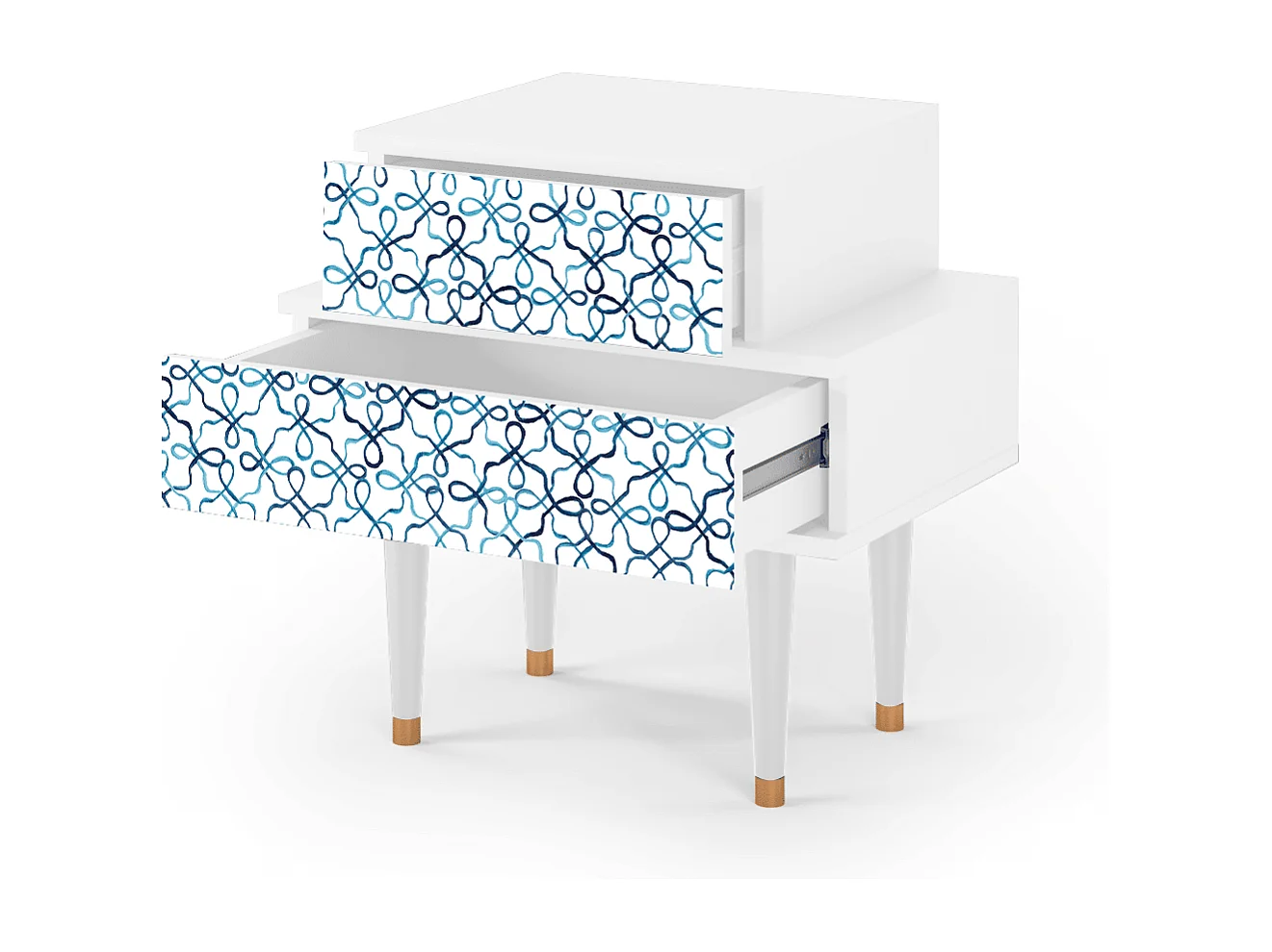 Table de nuit - 58х58х41 cm - NS1 - Marine Strings, Blanc