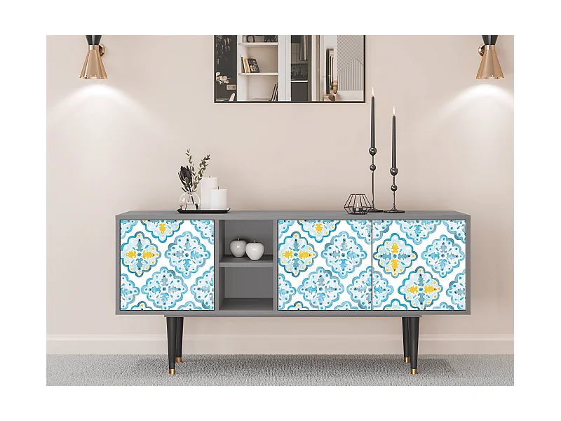 Mueble de TV - 150х69х41 cm - T5 - Portugese tiles, Gris