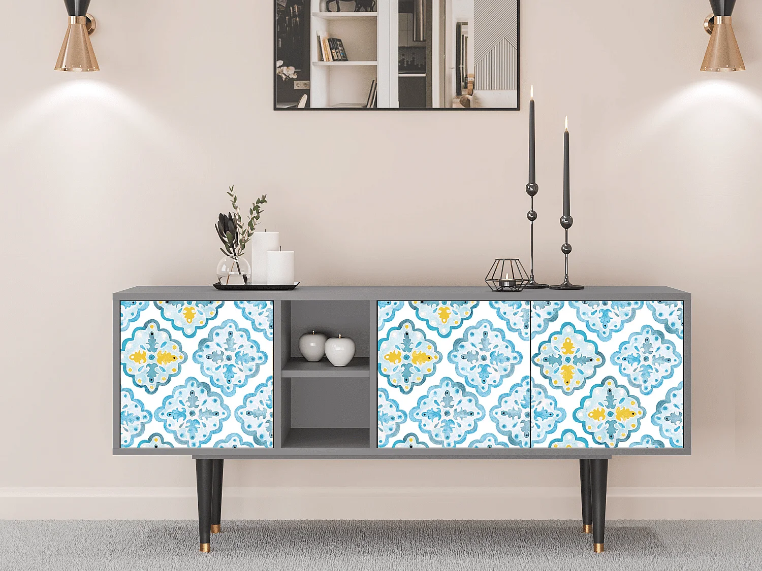 Szafka RTV - 150х69х41 cm - T5 - Portugese tiles, Szary