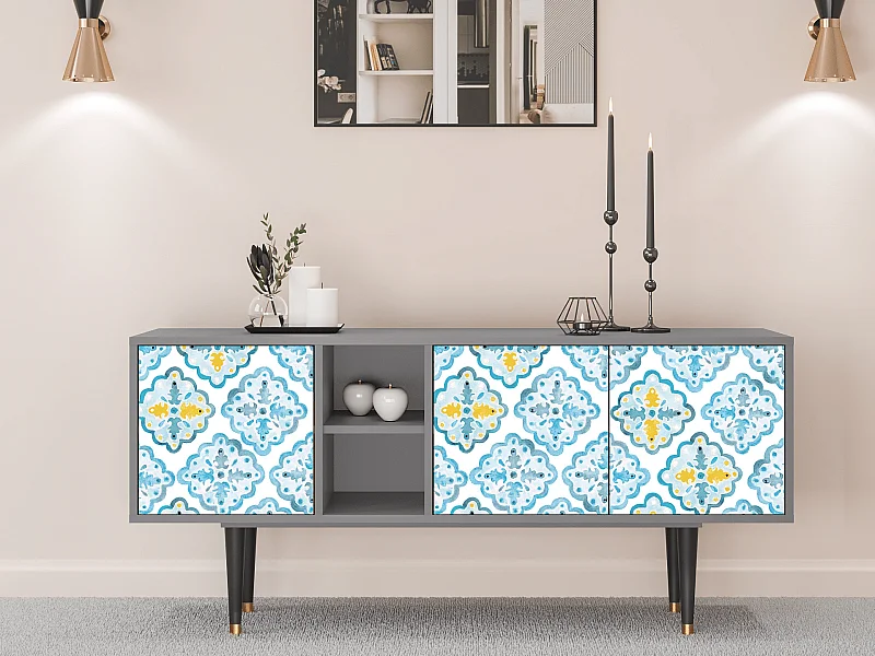 Meuble TV - 150х69х41 cm - T5 - Portugese tiles, Gris