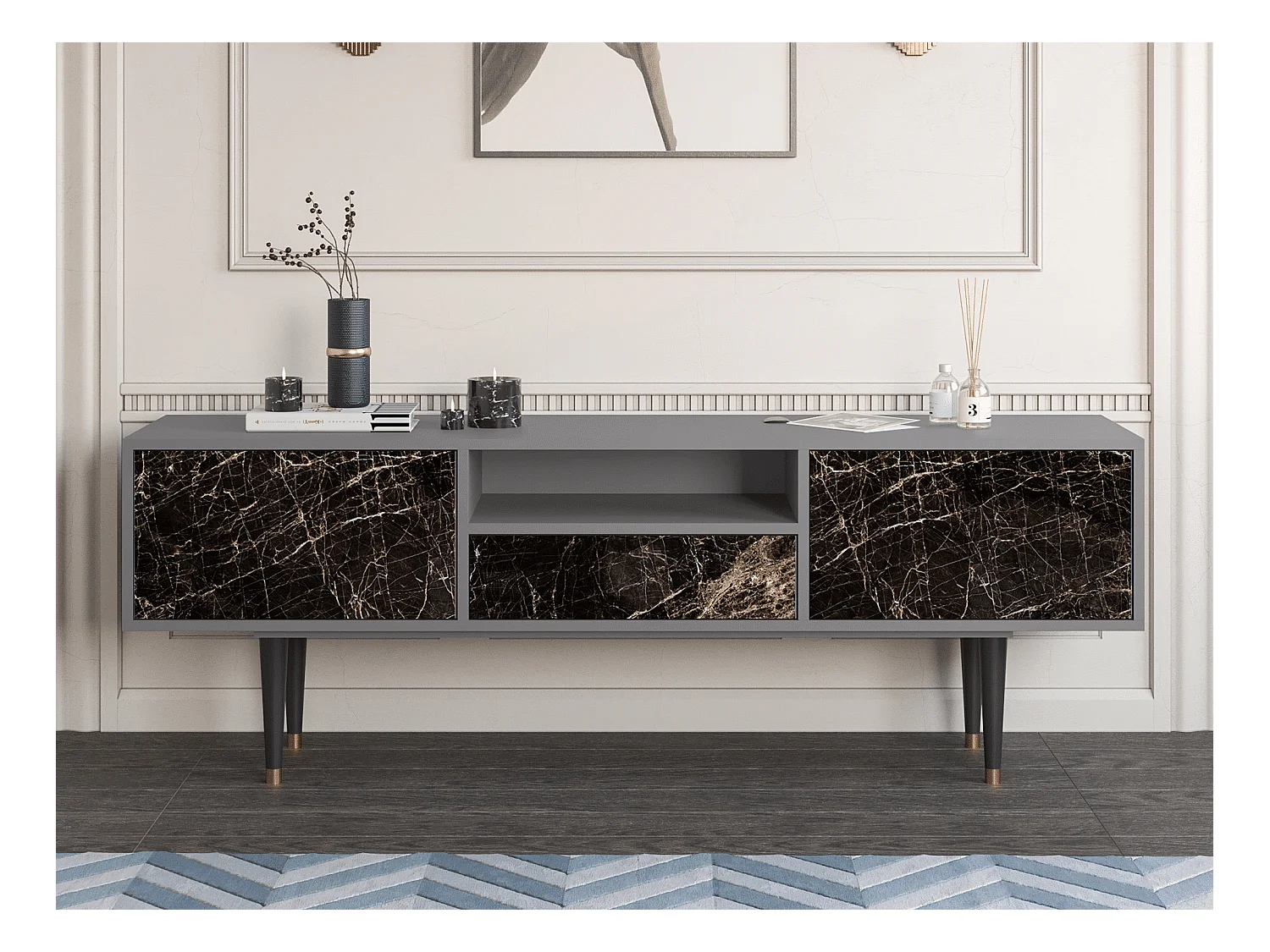 TV-Möbel - 170х59х41 cm - T6 - Night Abyss, Grau