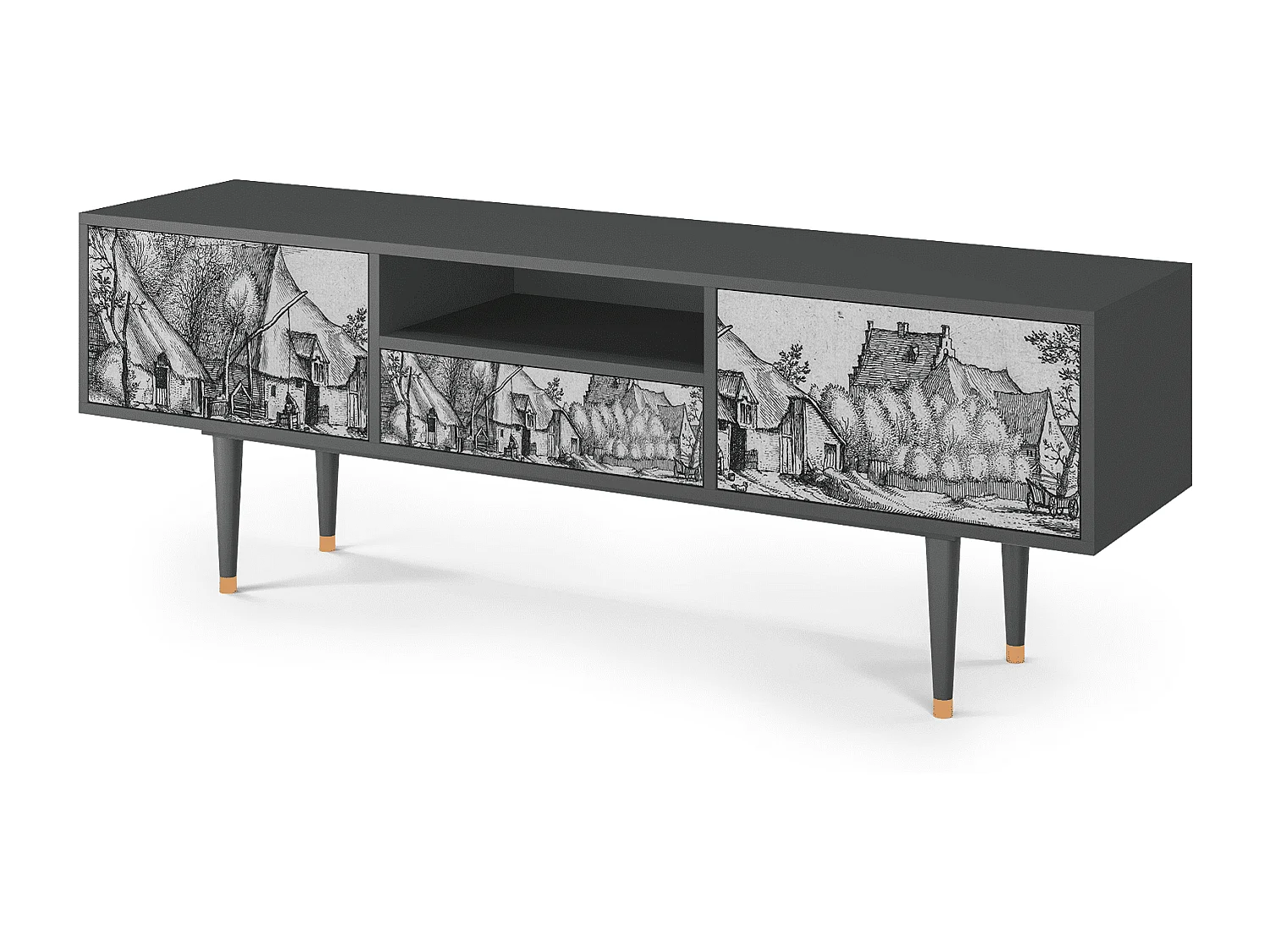 TV-meubel - 170х59х41 cm - T6 - Farms in a Village, Antraciet