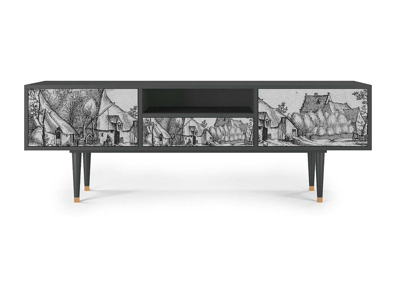 Meuble TV - 170х59х41 cm - T6 - Farms in a Village, Anthracite