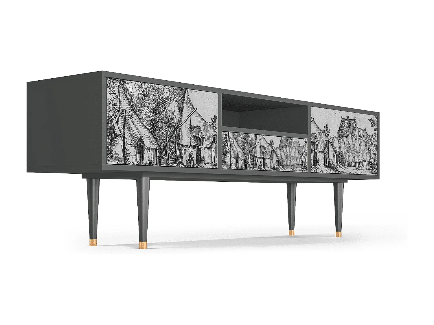 Meuble TV - 170х59х41 cm - T6 - Farms in a Village, Anthracite