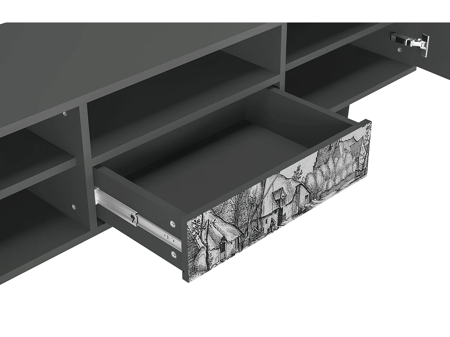 Meuble TV - 170х59х41 cm - T6 - Farms in a Village, Anthracite