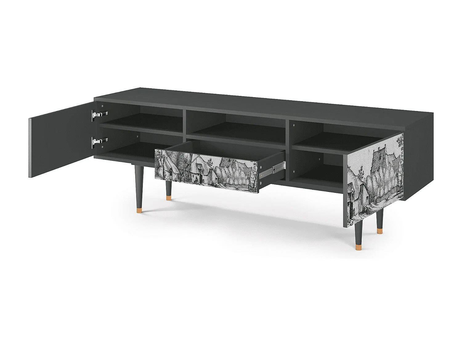 Meuble TV - 170х59х41 cm - T6 - Farms in a Village, Anthracite