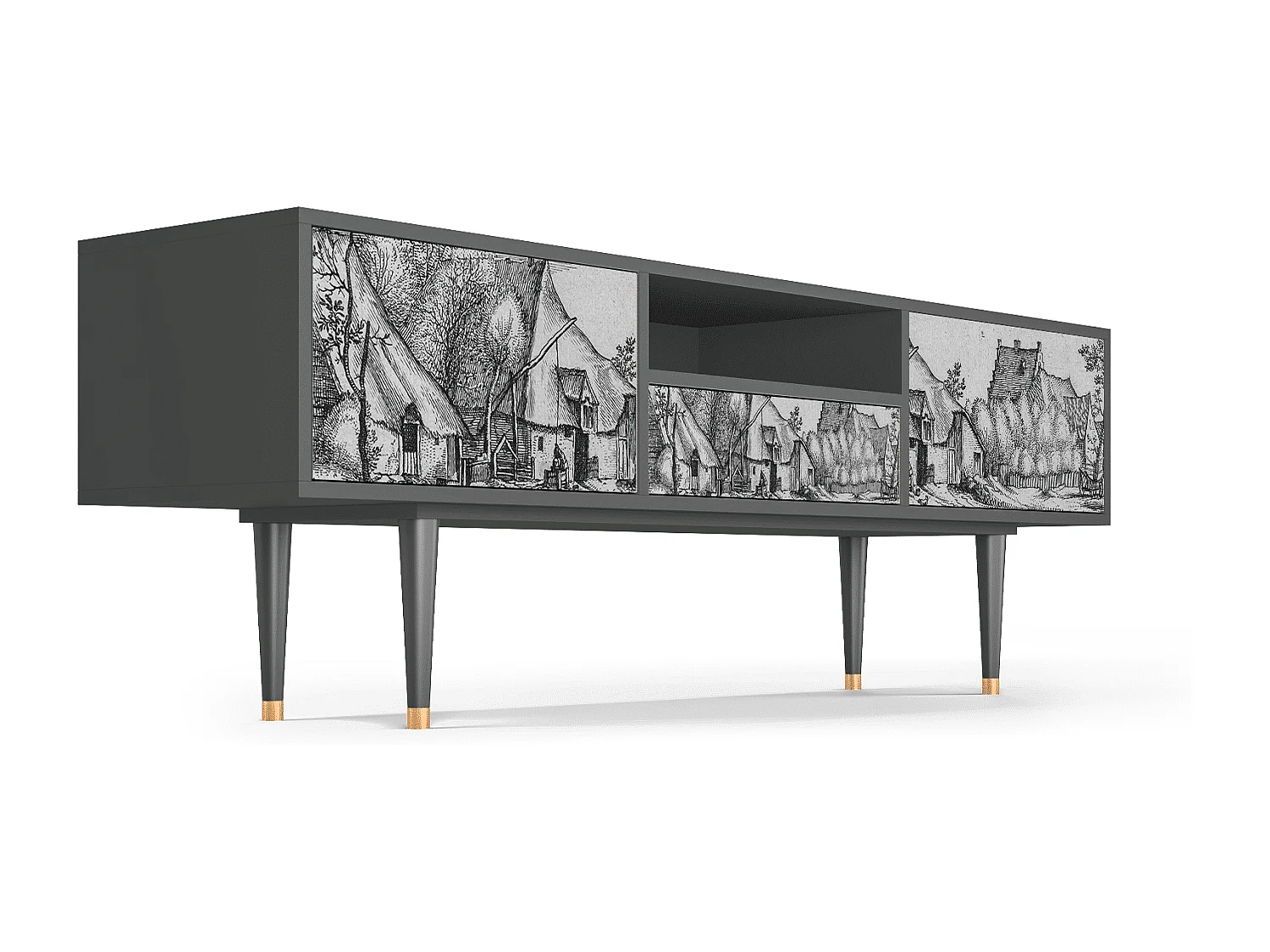 Mobile TV - 170х59х41 cm - T6 - Farms in a Village, Antracite