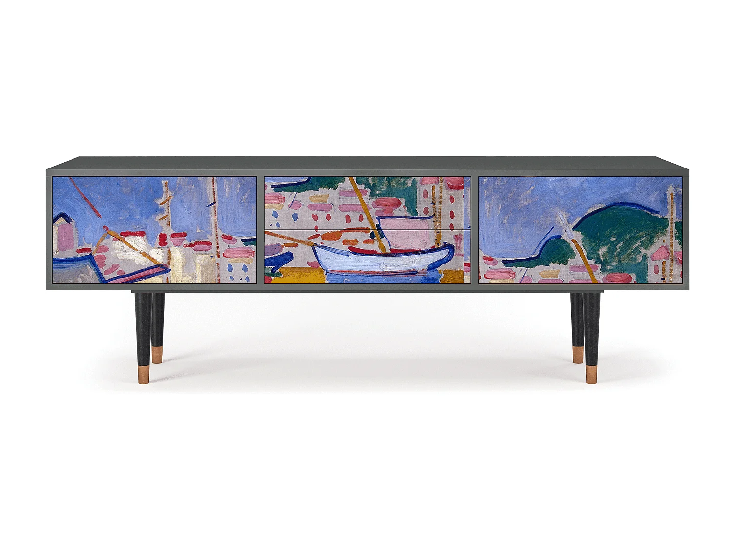 Meuble TV - 170х59х48 cm - T4 - The Port of Collioure , Anthracite