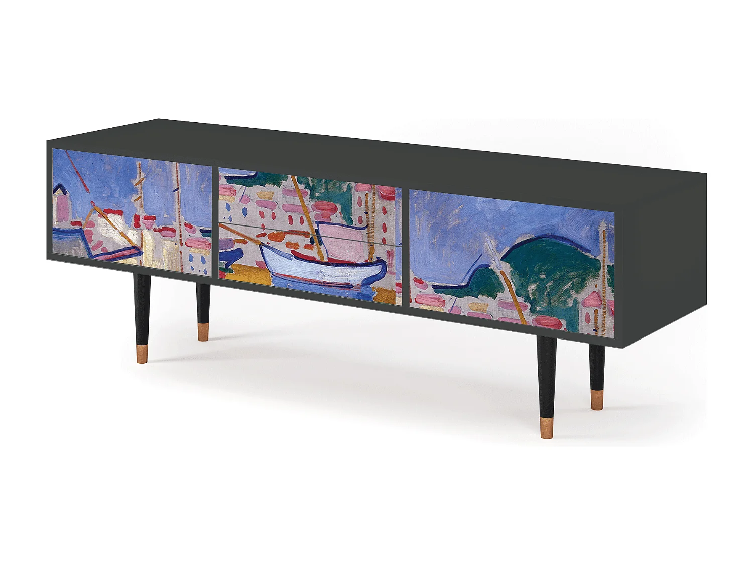 Meuble TV - 170х59х48 cm - T4 - The Port of Collioure , Anthracite