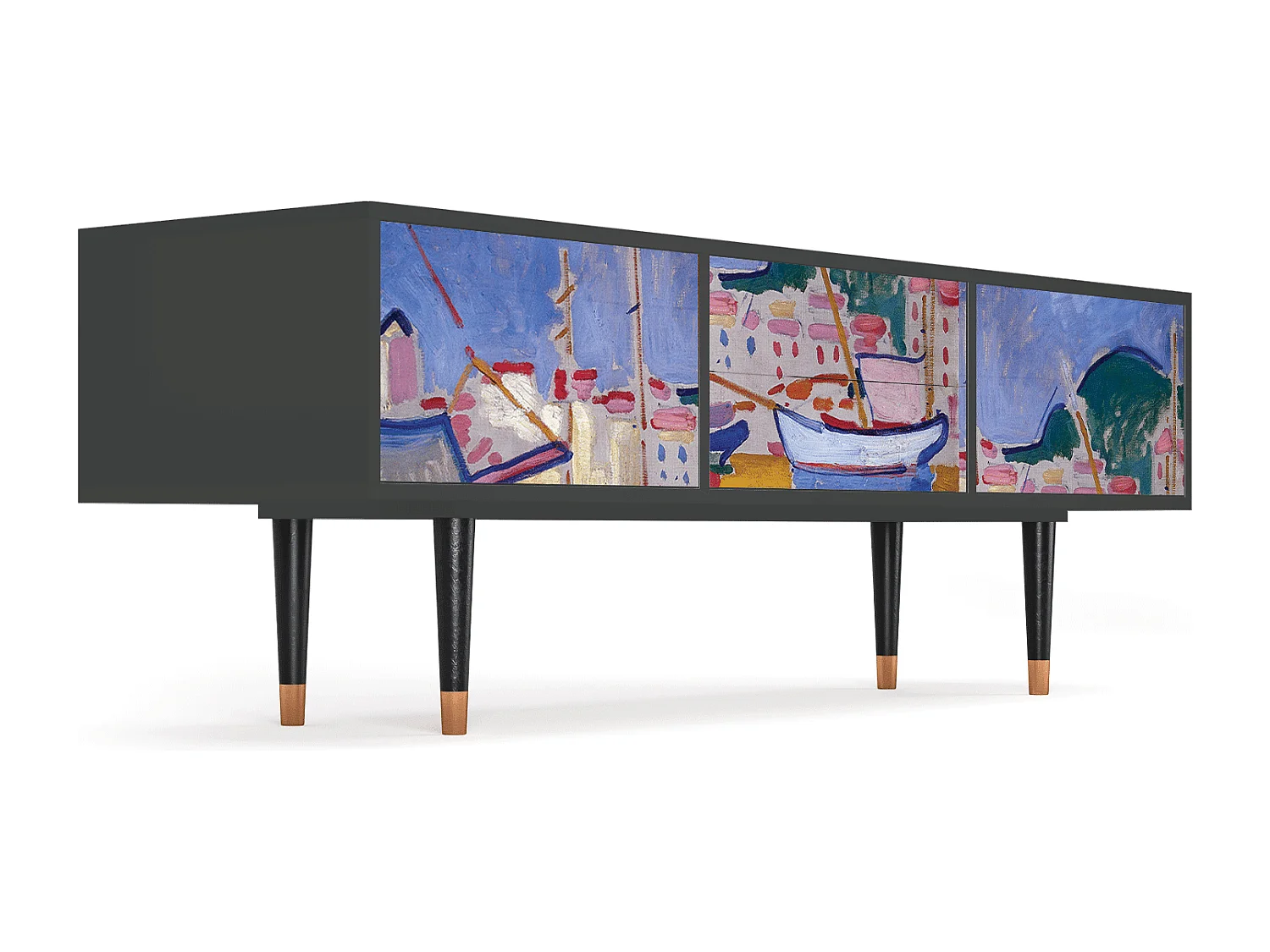 Meuble TV - 170х59х48 cm - T4 - The Port of Collioure , Anthracite