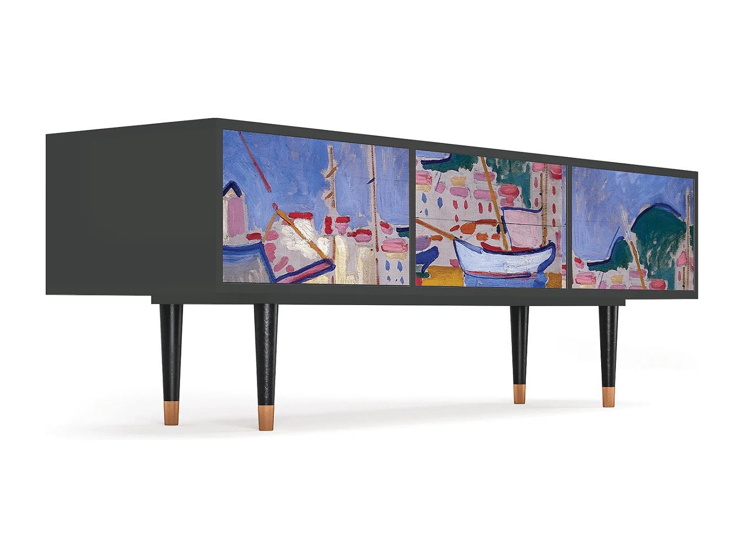 Meuble TV - 170х59х48 cm - T4 - The Port of Collioure , Anthracite